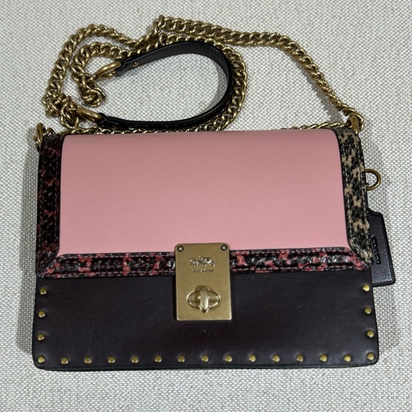 Coach X Jennifer Lopez Hutton Limited Edition Colorblock Snakeskin Shoulder Bag - Picture 1 of 10